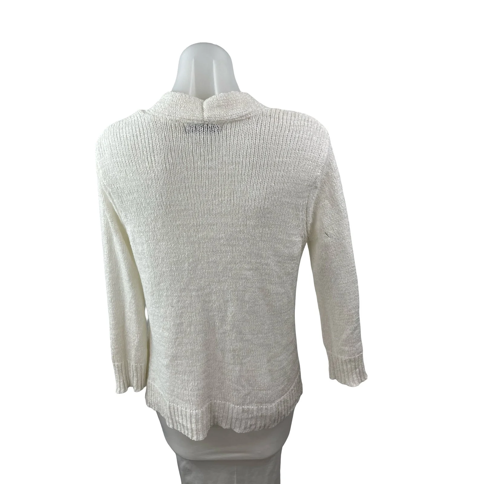 Cable & Gauge Women's White Knit Long Sleeve Open Cardigan Sweater Top Size M - Image 4