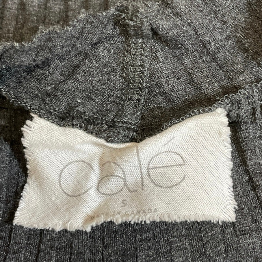 Cale Gray Ribbed Mock Neck Long Sleeve Side Slit Crop Sweatshirt Sweater Top S - Image 5