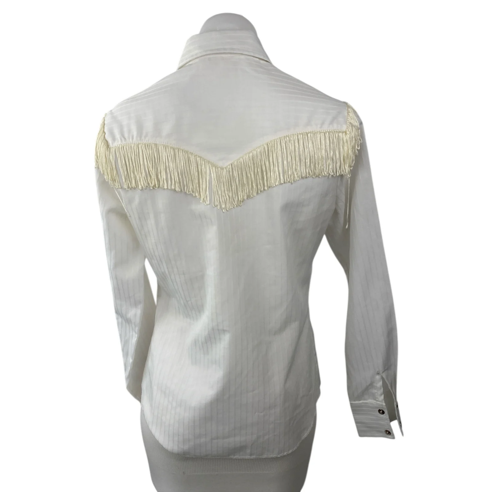 California Ranchwear Womens White Fringe Long Sleeve Button Up Shirt Top Size S - Image 4