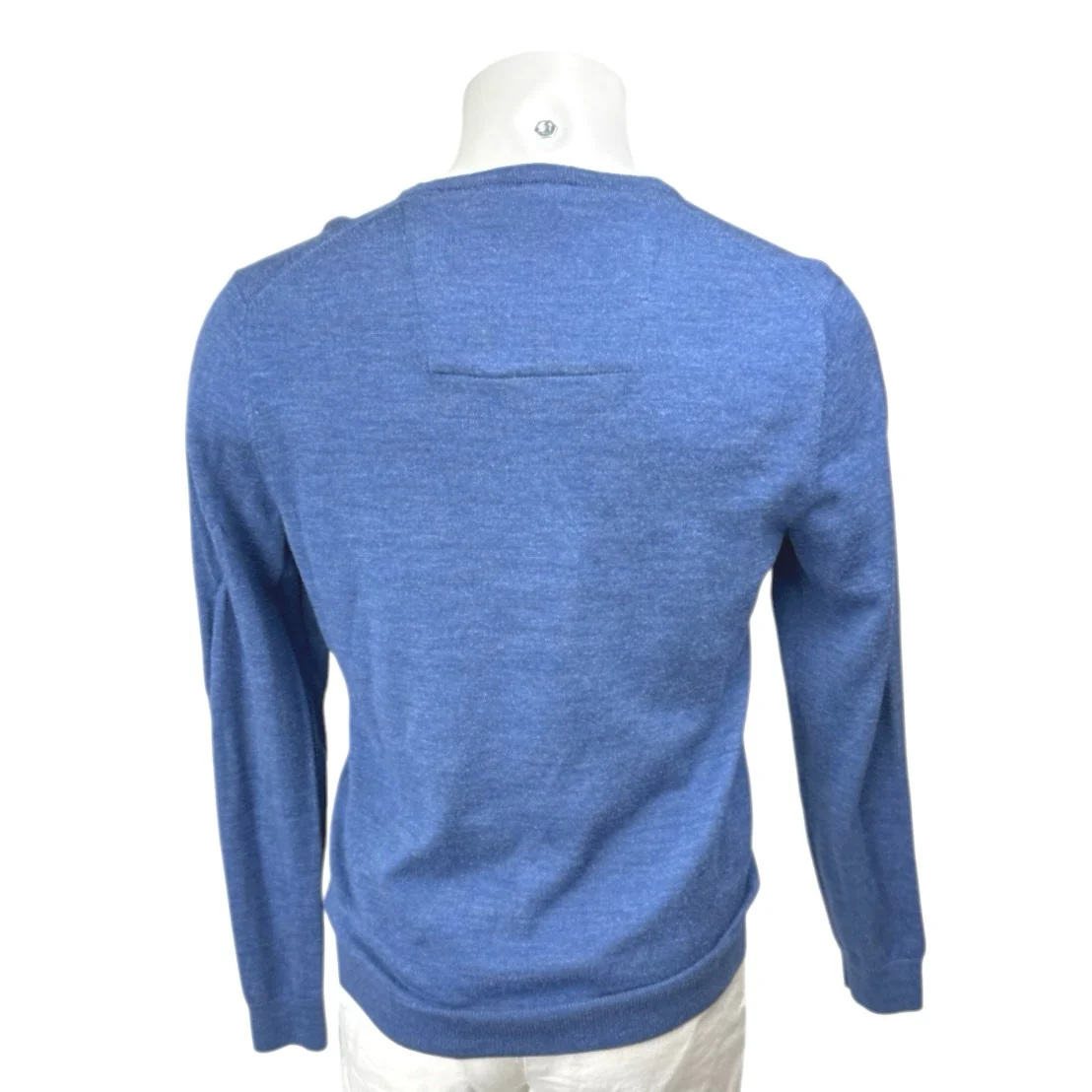 Calvin Klein 100% Wool Men's Blue Knit Long Sleeve V-Neck Sweater Top Size M - Image 2