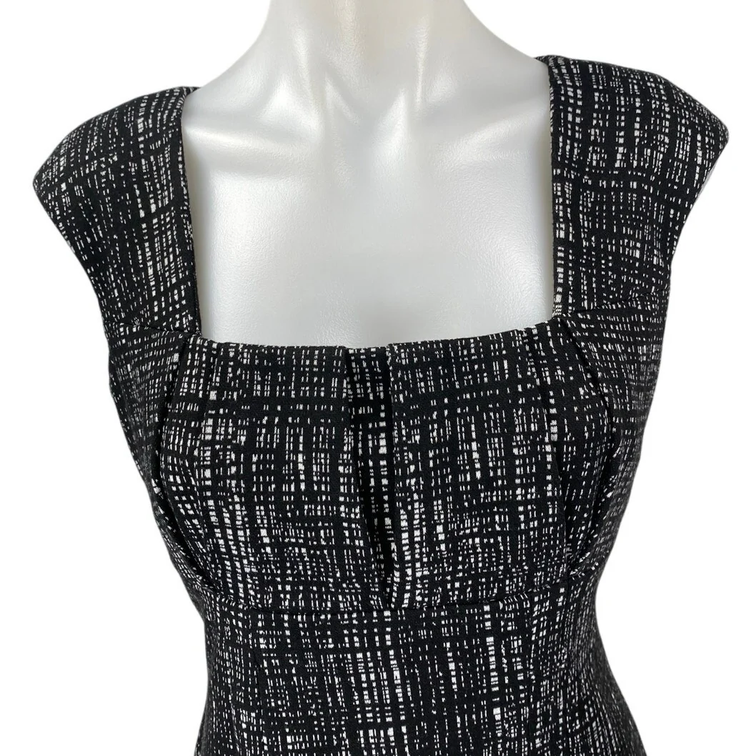 Calvin Klein Black Square Neck Short Cap Sleeve Knee Length Sheath Dress Size 4 - Image 3