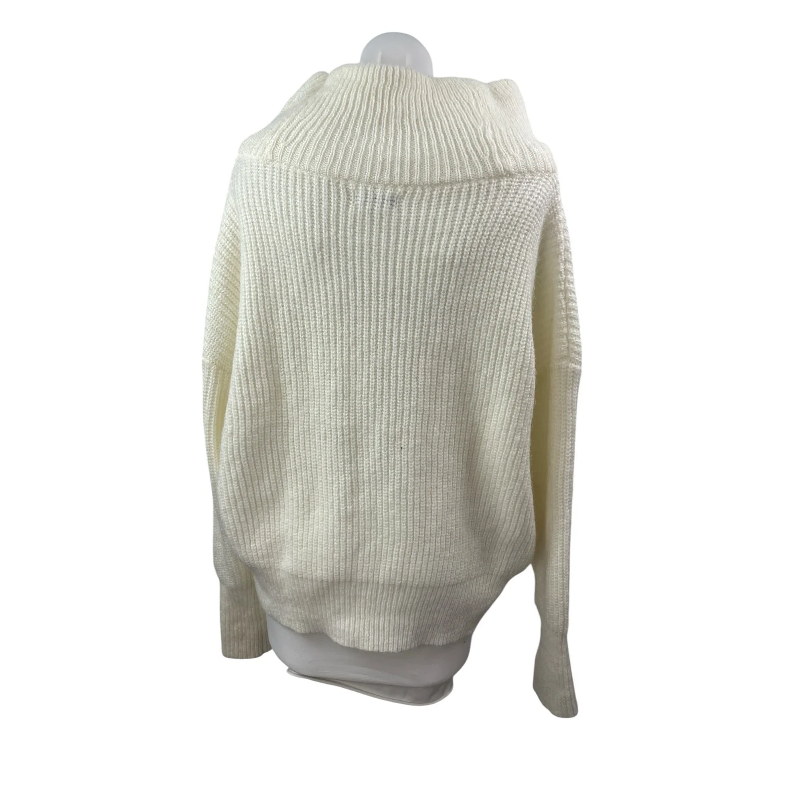 Calvin Klein Jeans Women's Cream Off The Shoulder Ribbed Knit Sweater Top Size S - Image 4