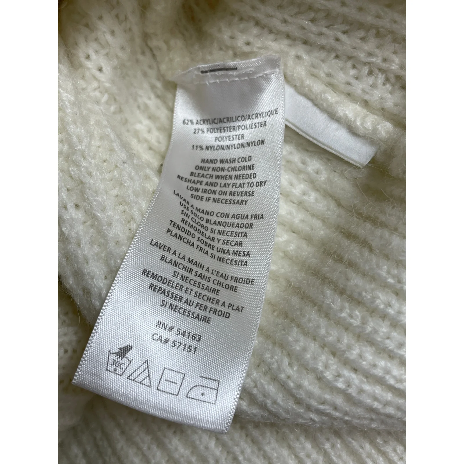 Calvin Klein Jeans Women's Cream Off The Shoulder Ribbed Knit Sweater Top Size S - Image 6