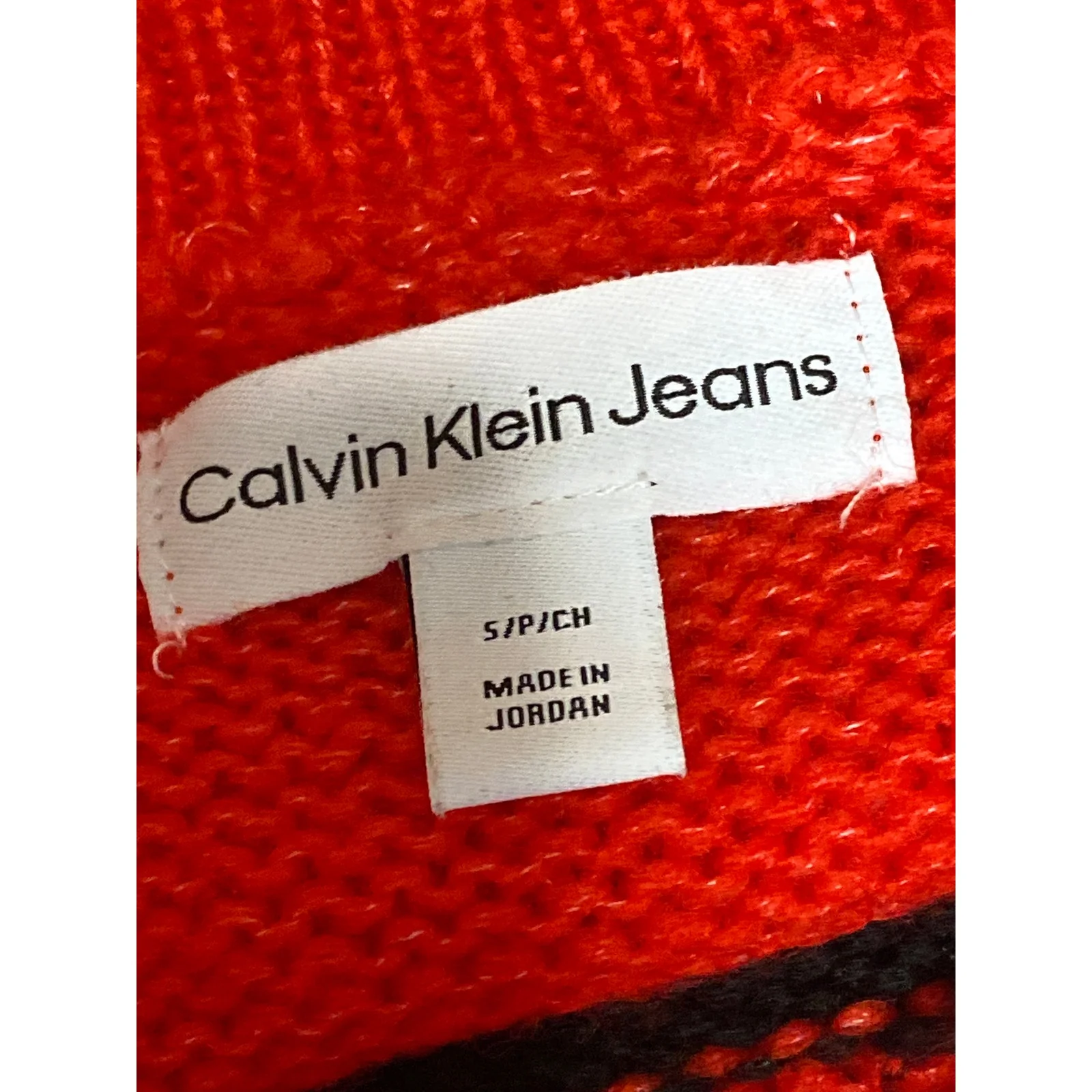 Calvin Klein Jeans Women's Red CK Logo Long Sleeve Crewneck Sweater Top Size S - Image 4