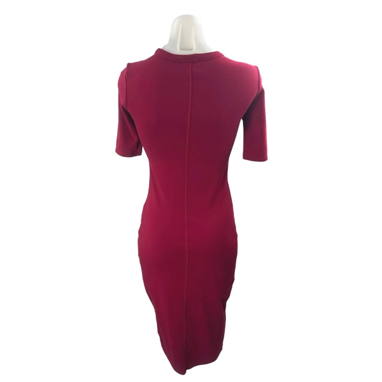 Calvin Klein Jeans Women's Red Short Sleeve Logo T Shirt Bodycon Midi Dress XS - Image 3