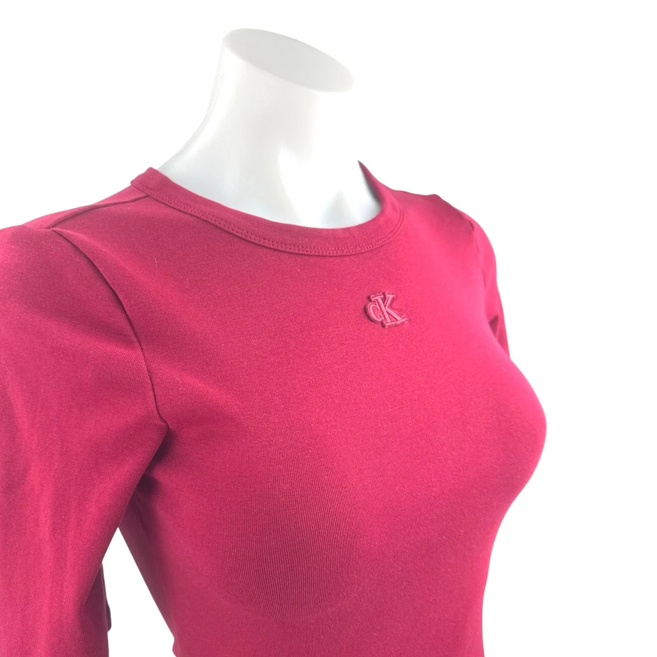 Calvin Klein Jeans Women's Red Short Sleeve Logo T Shirt Bodycon Midi Dress XS - Image 4