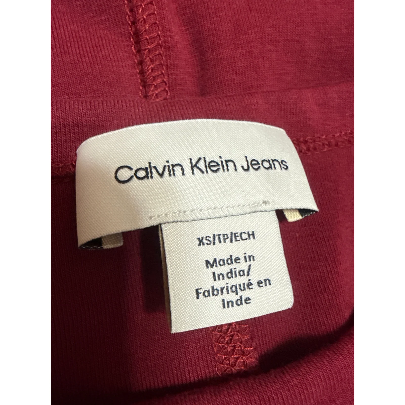 Calvin Klein Jeans Women's Red Short Sleeve Logo T Shirt Bodycon Midi Dress XS - Image 5