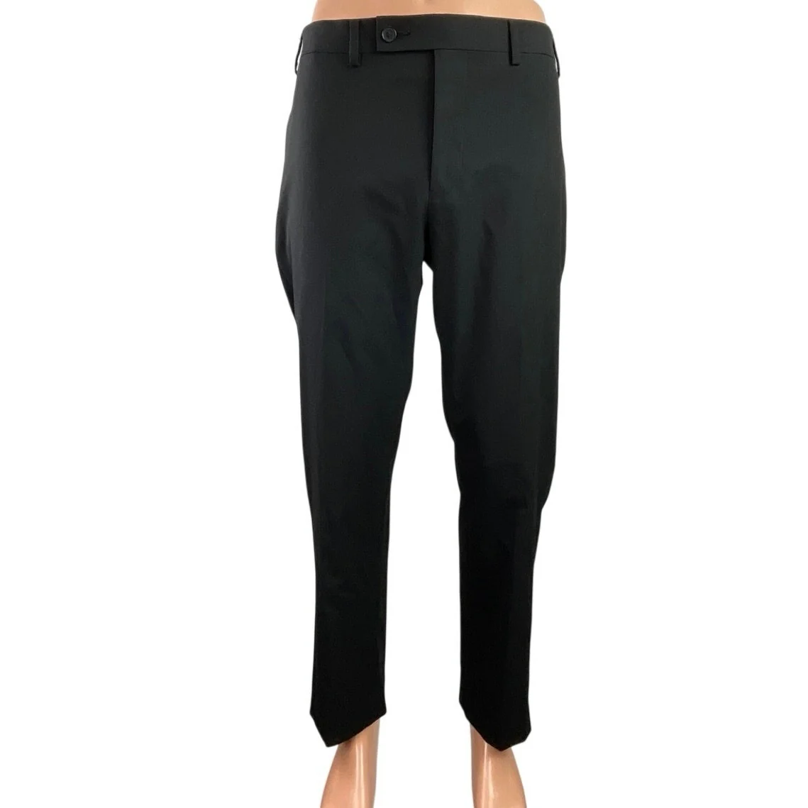 Calvin Klein Men's Black High Waisted Straight Leg Trousers Dress Pants Size L