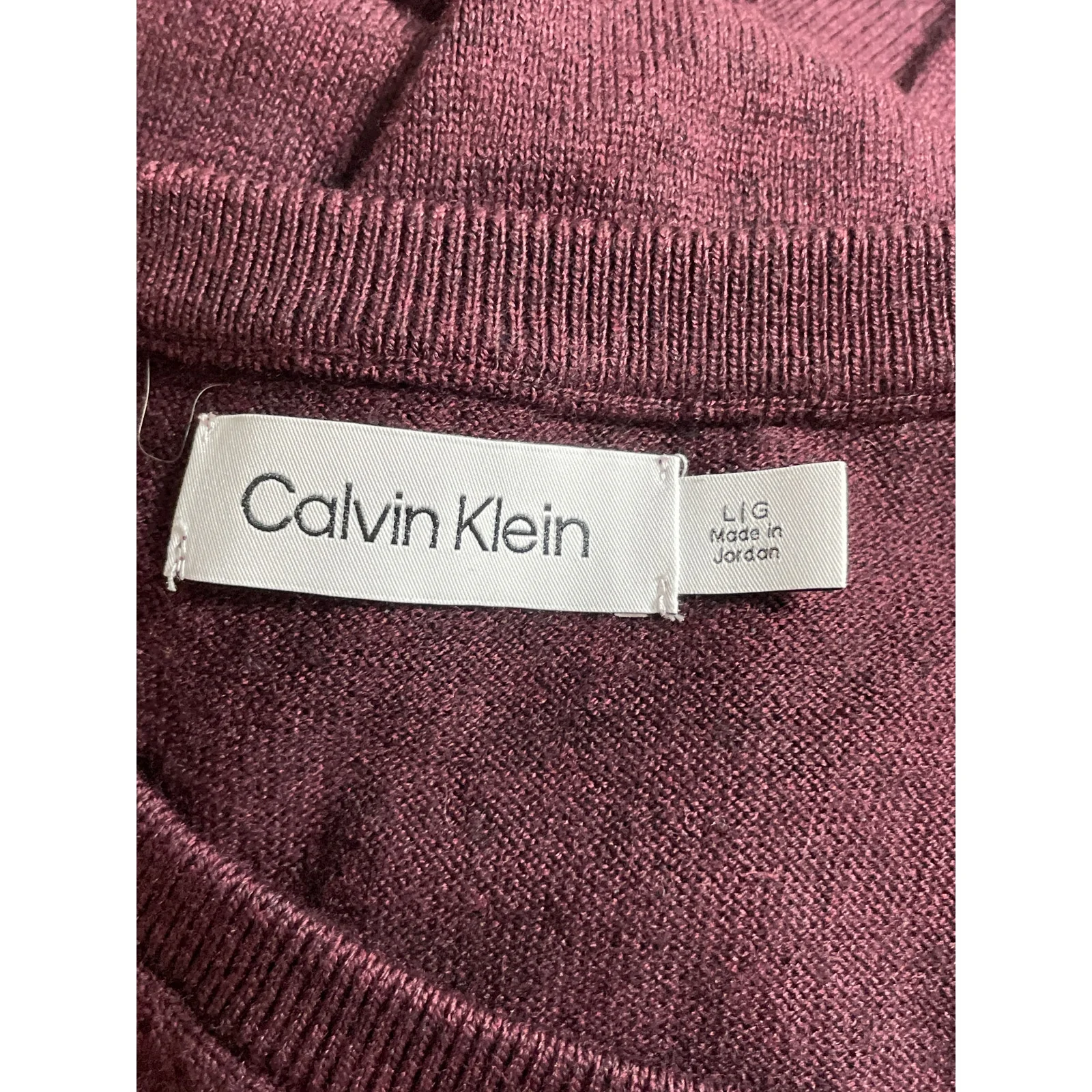 Calvin Klein Men's Burgundy Red Wool V Neck Long Sleeve Sweatshitr Sweater Top L - Image 5