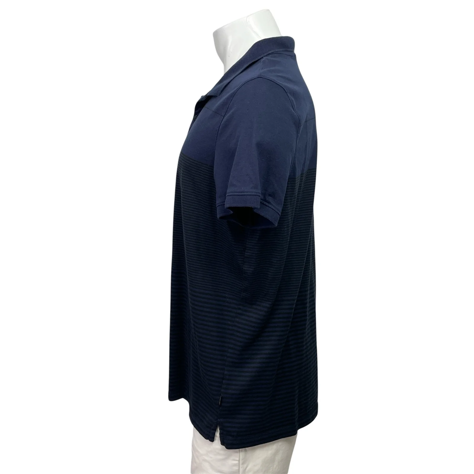 Calvin Klein Men's Navy Blue Black Striped Short Sleeve Golf Polo Shirt Top XL - Image 2