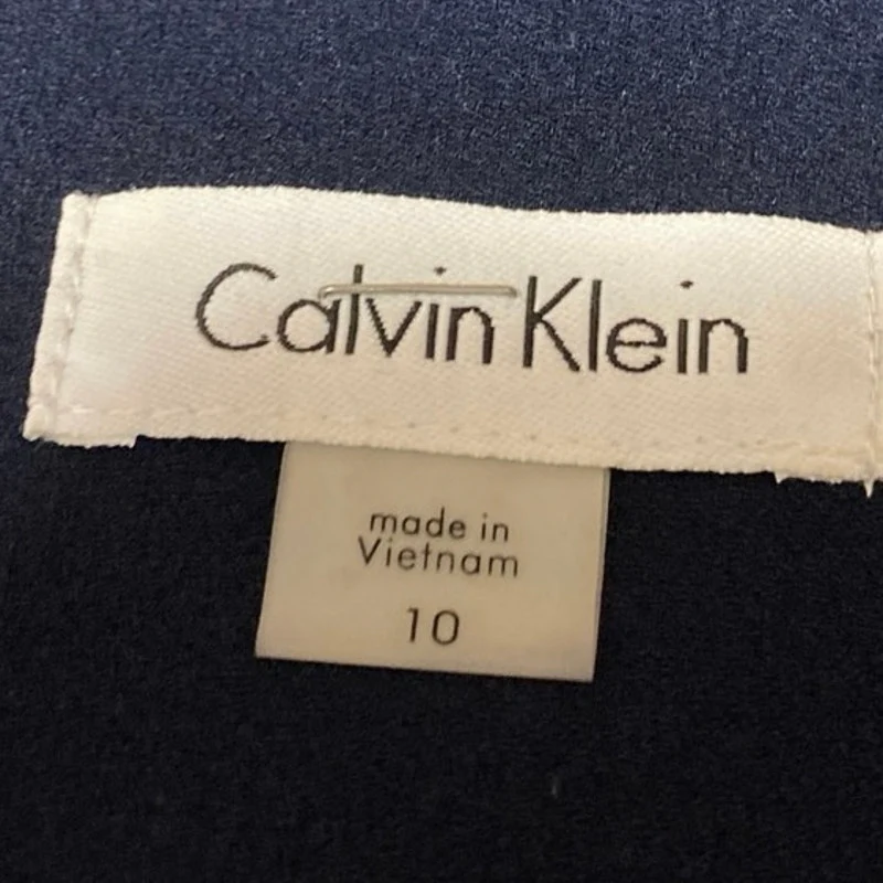 Calvin Klein Navy Blue Sleeveless Back Zip Knee Length Pencil Sheath Dress Sz 10 - Image 3