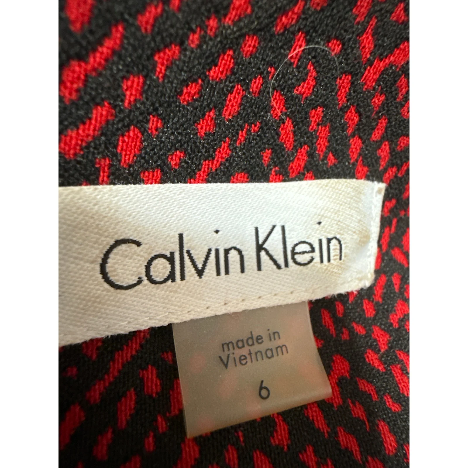 Calvin Klein Red Black Tweed Sleeveless Back Zipper Mini Pencil Sheath Dress 6 - Image 3