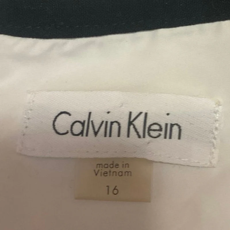 Calvin Klein White Black Striped Sleeveless Zip Cami Career Mini Sheath Dress 16 - Image 4