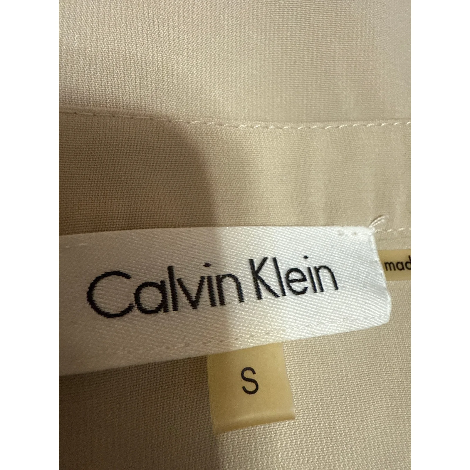 Calvin Klein Women's Beige Tan Khaki Sleeveless Notch Tank Blouse Top Size S - Image 3