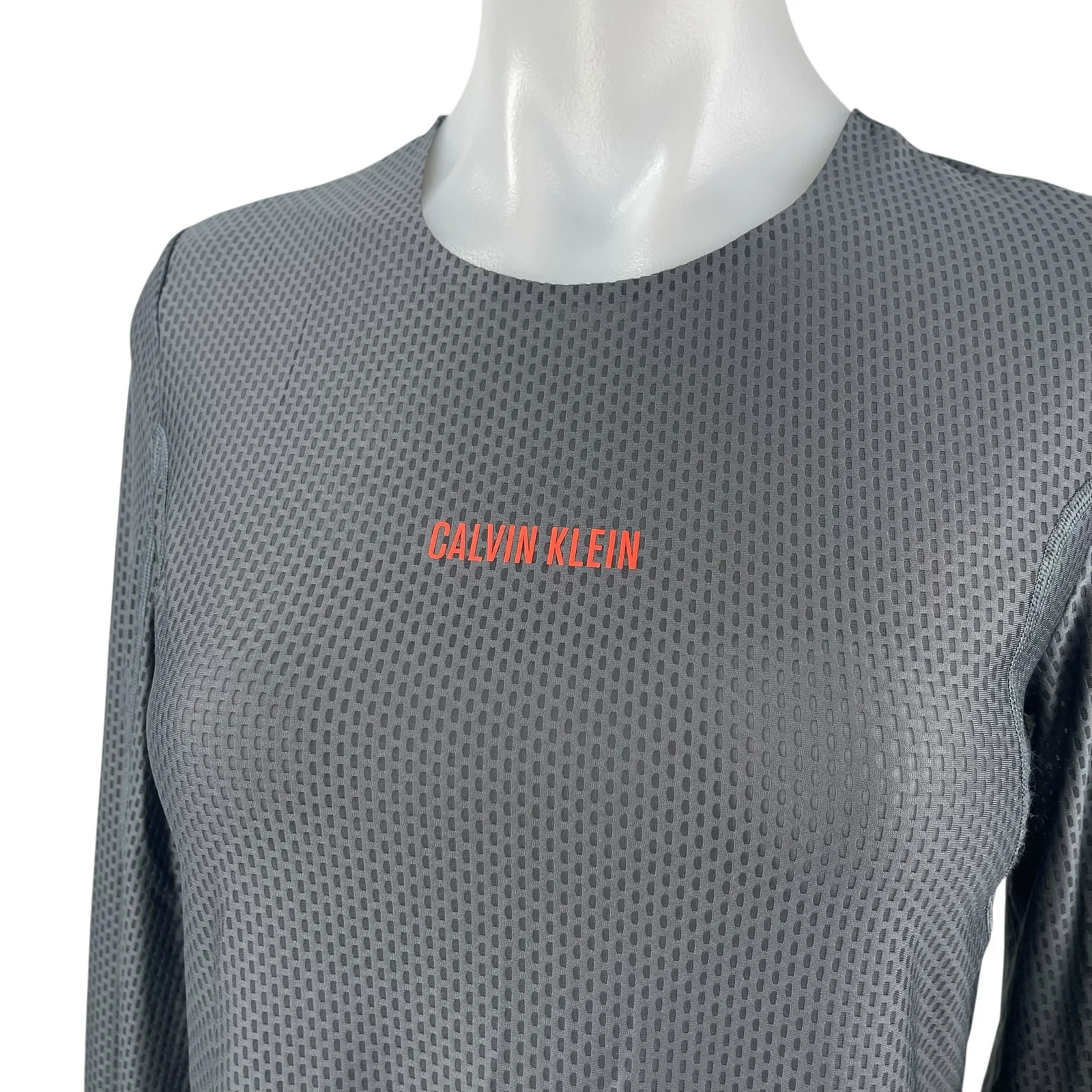 Calvin Klein Women's  Black Logo Crewneck Long Sleeve Activewear Shirt Top Sz M - Image 2