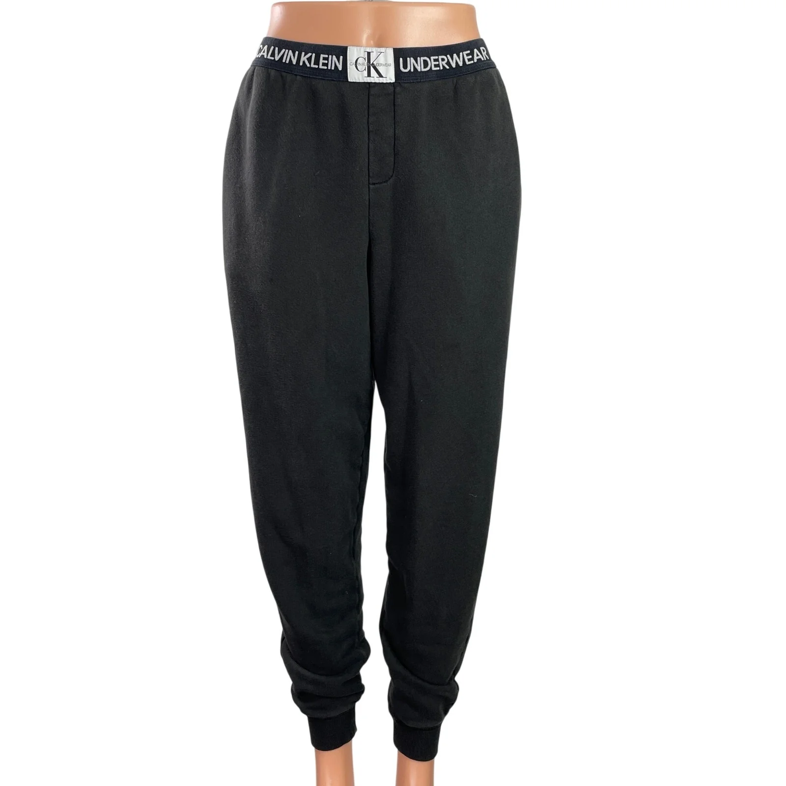 Calvin Klein Women's Black Monogram Lounge Sleepwear Trouser Jogger Pants Size S