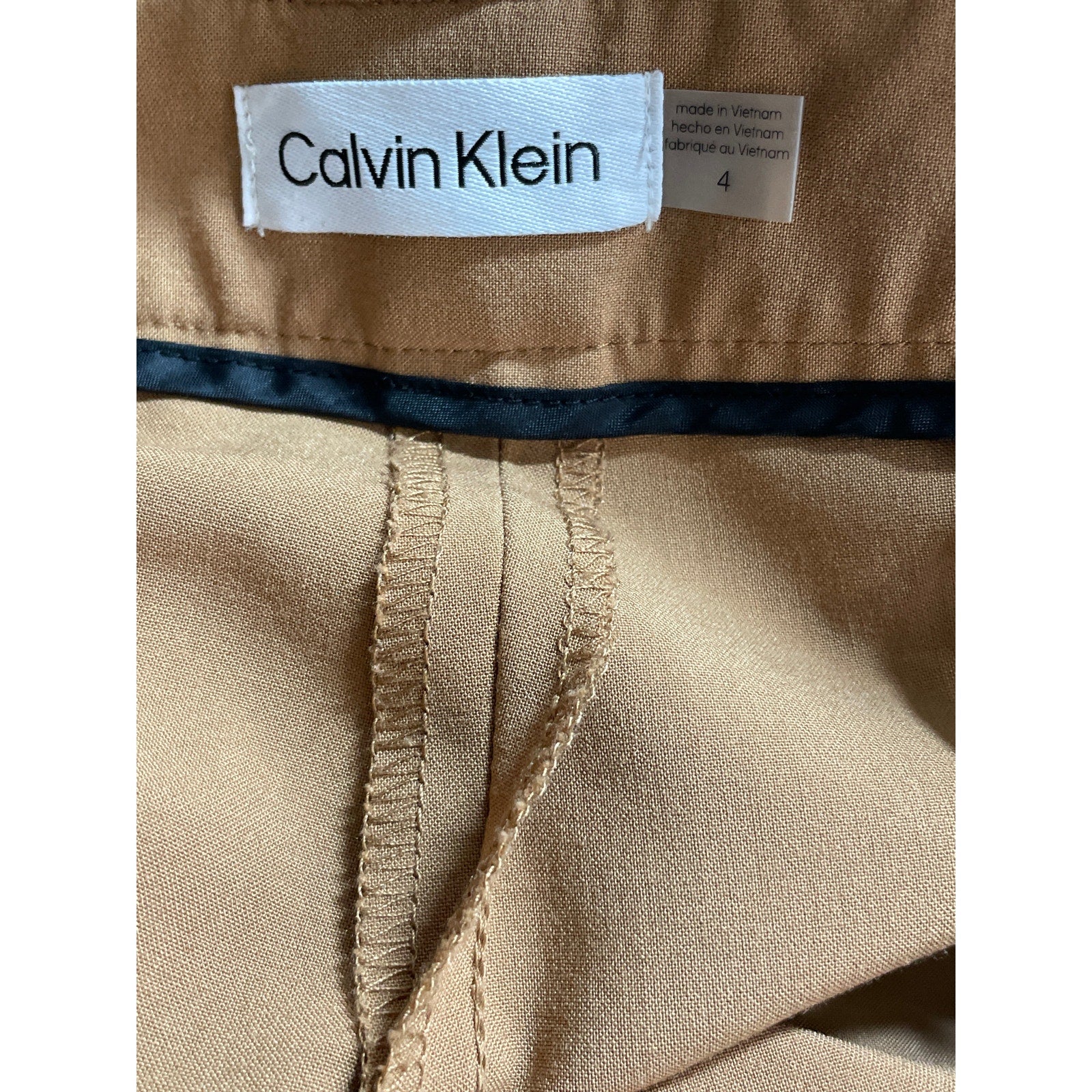 Calvin Klein Women's Brown High Rise Tie Waist Paperbag Trousers Dress Pants 4 - Image 5