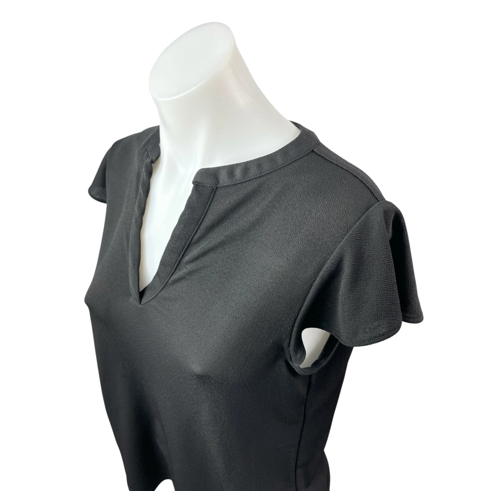 Calvin Klein Women's Gray Short Flutter Sleeve V Neck Shirt Blouse Top Size S - Image 3