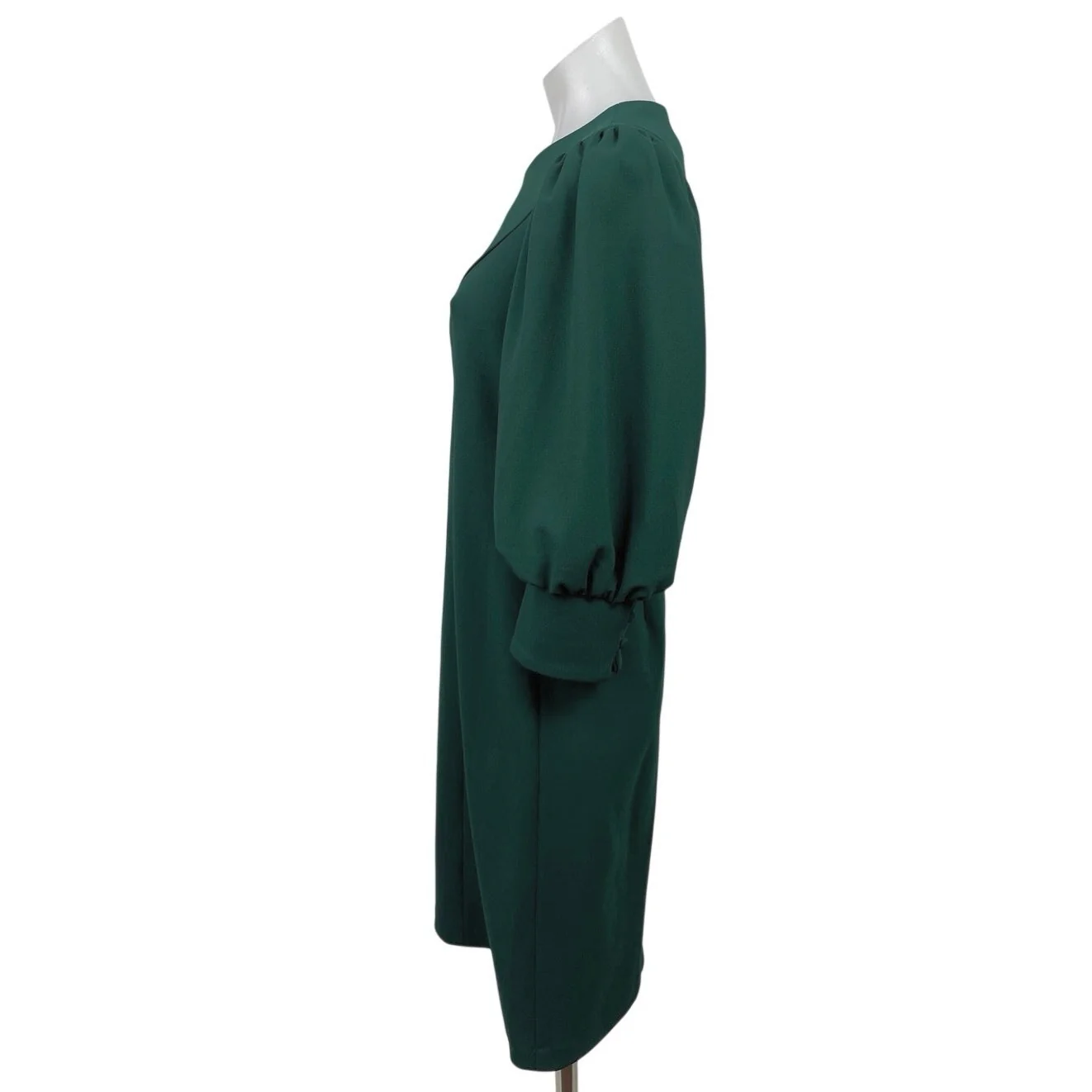Calvin Klein Women's Green Puff Sleeve Crew Neck Zip Mini Sheath Dress Size 6 - Image 2