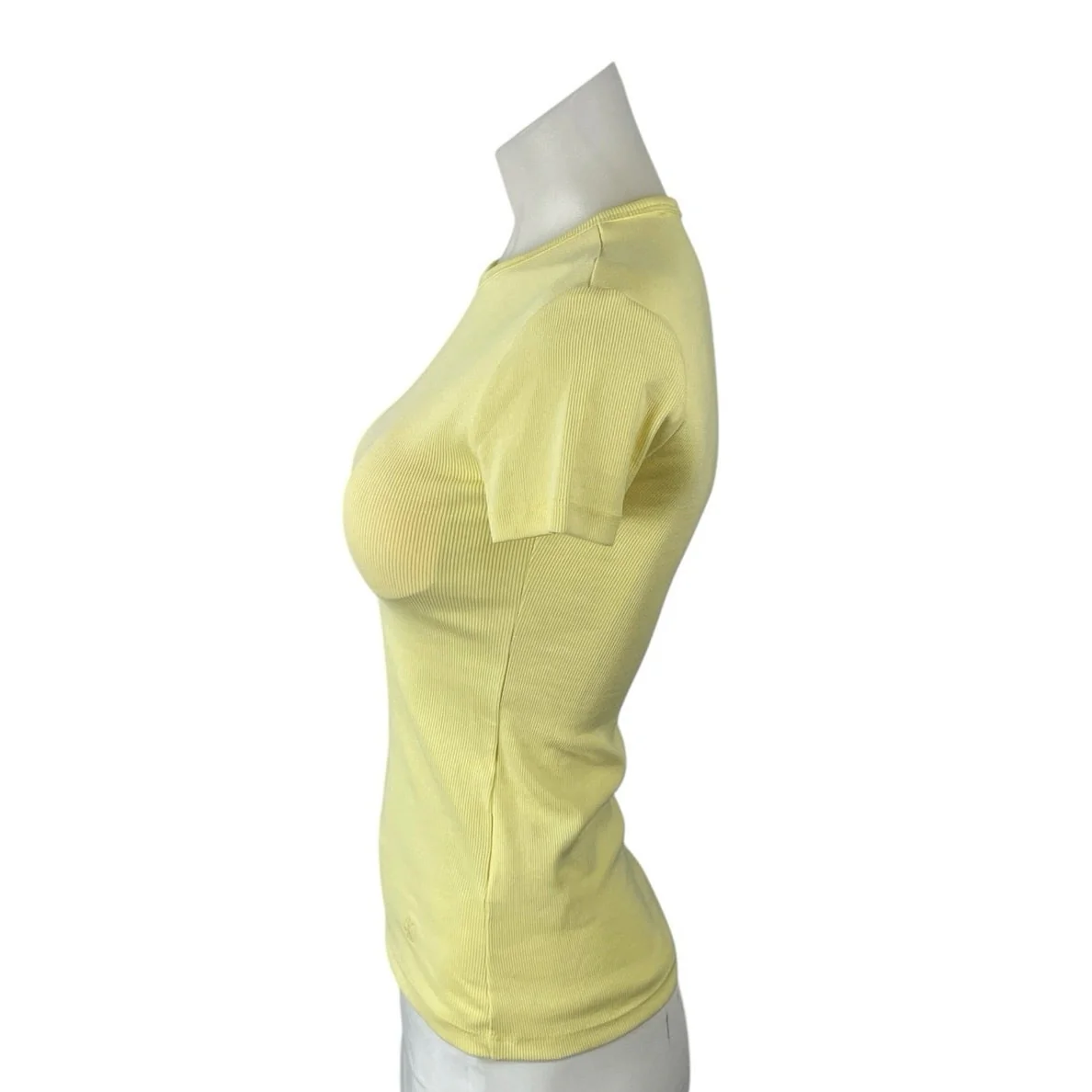 Calvin Klein Women's Yellow Crew Neck Short Sleeve Slim Baby Tee T-Shirt Top XS - Image 2
