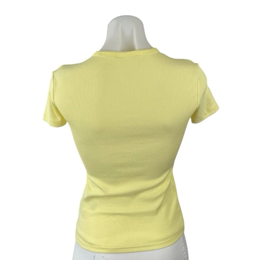 Calvin Klein Women's Yellow Crew Neck Short Sleeve Slim Baby Tee T-Shirt Top XS - Image 3