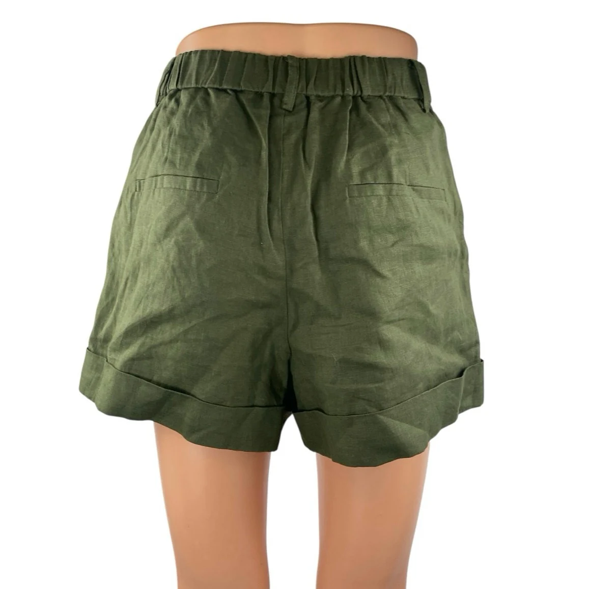 CAMI NYC Women's Green High Waisted Pleated Straight Mini Casual Shorts Size S - Image 3