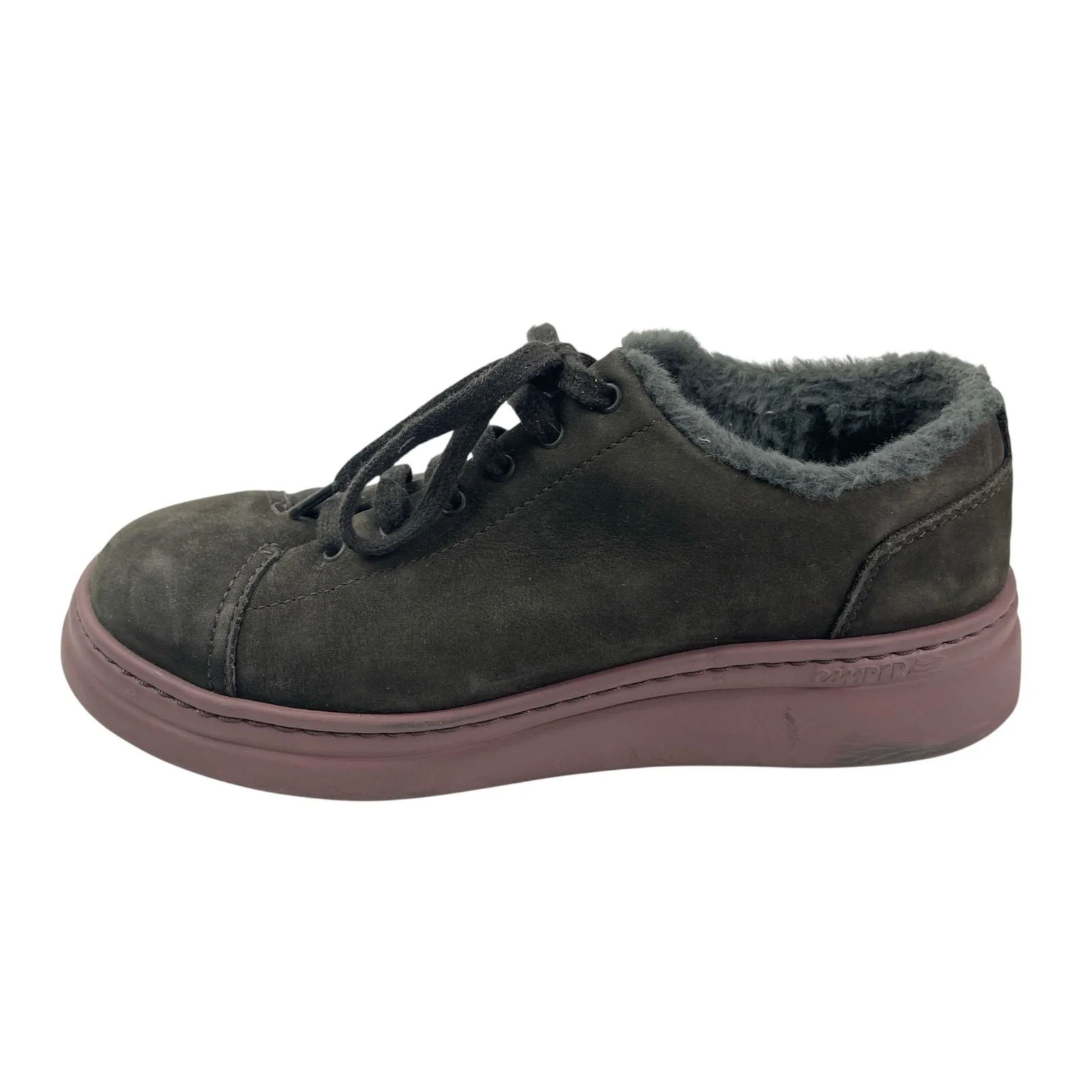 Camper Women's Green Shearling Low Top Lace Up Round Toe Sneakers Shoes Size 7