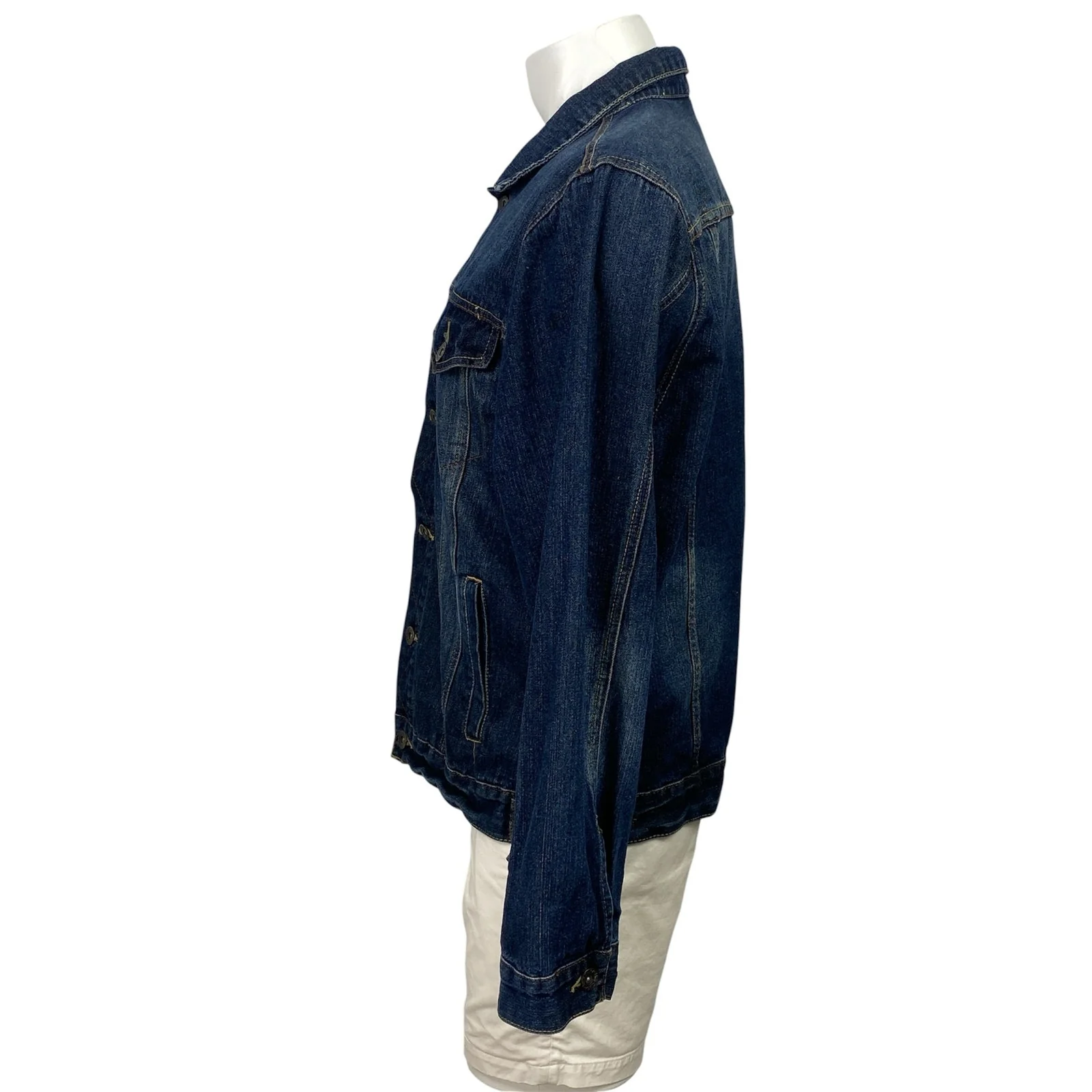 Carbon Men's Blue Long Sleeve Button Down Trucker Denim Jean Jacket Size XL - Image 2