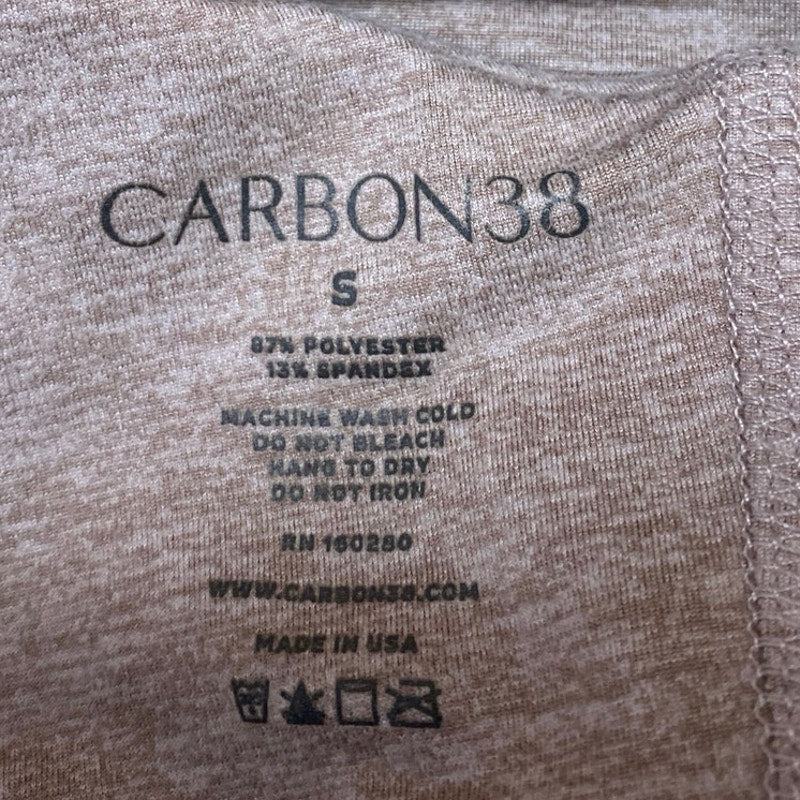 Carbon38 Pink Nude Heather Sleeveless V Neck Yoga Athletic Sports Bra Crop Top S - Image 3