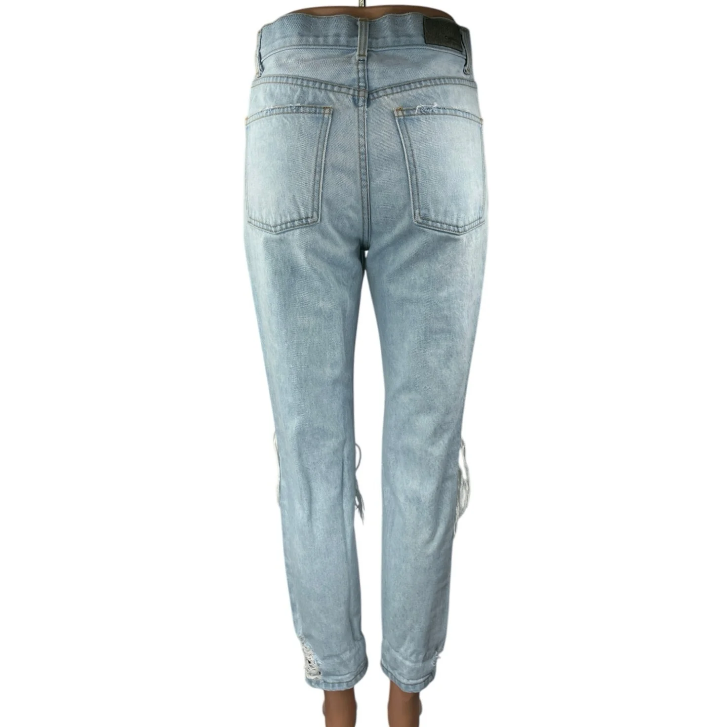 Carmar Blue Light Wash Distressed High Waisted Tapered Denim Jeans Size 25 - Image 3
