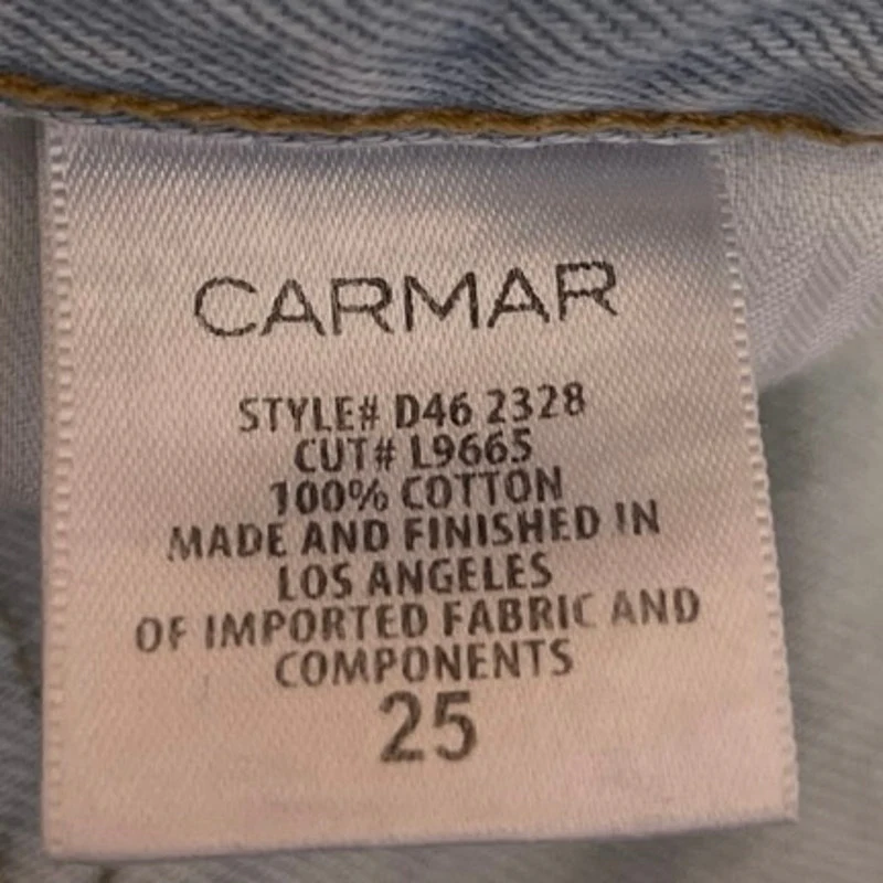 Carmar Blue Light Wash Distressed High Waisted Tapered Denim Jeans Size 25 - Image 4
