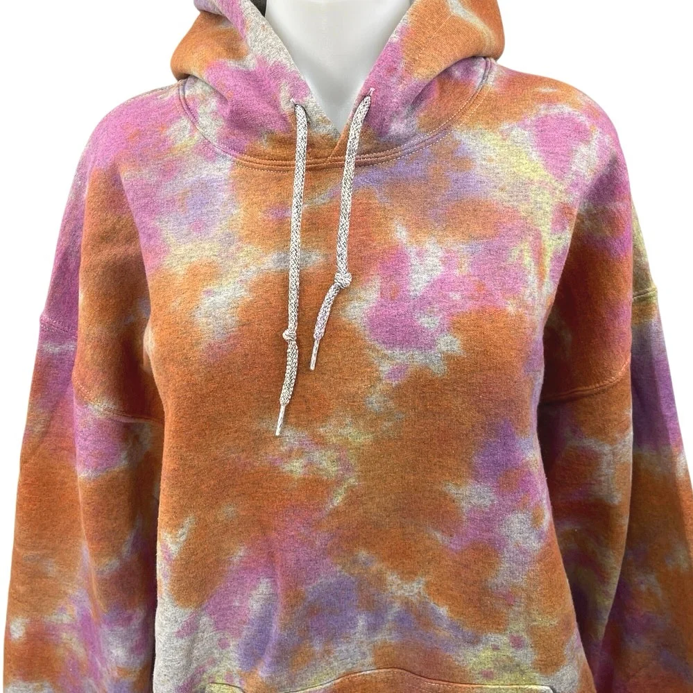 Carmar Multicolor Tie Dye Hooded Drawstring Long Sleeve Pullover Sweater Top M - Image 3