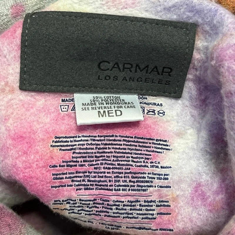 Carmar Multicolor Tie Dye Hooded Drawstring Long Sleeve Pullover Sweater Top M - Image 4