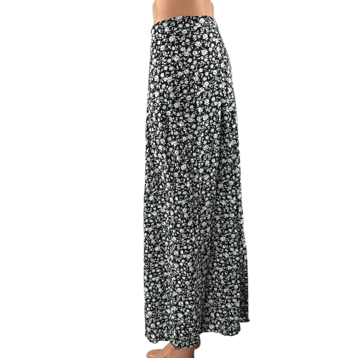 Castro Women's Black White Floral High Waisted Straight Peasant Midi Skirt Sz S - Image 2