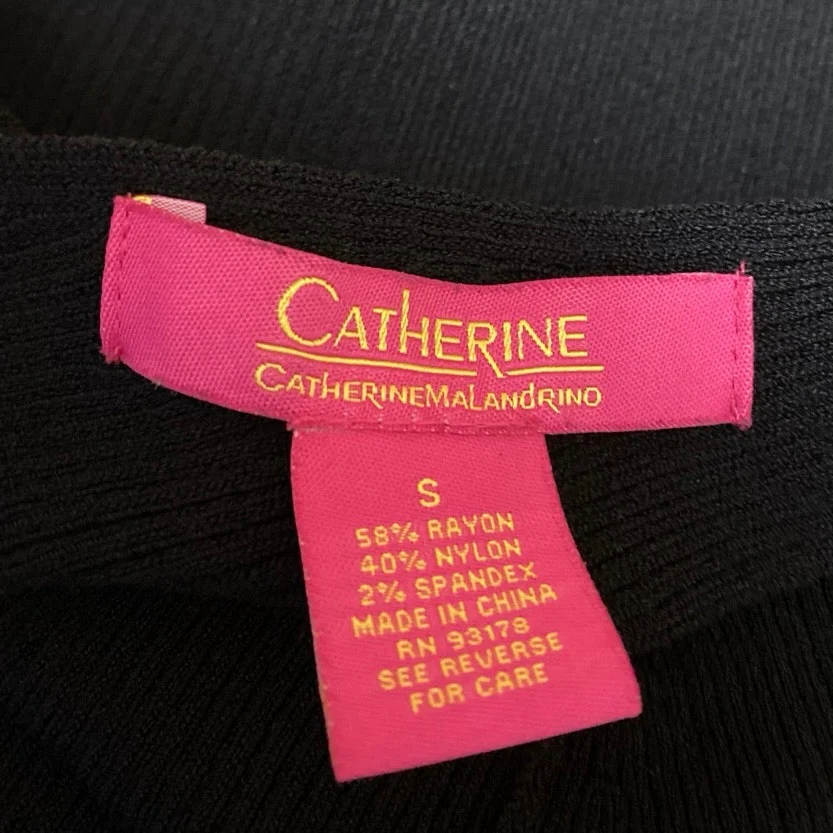 Catherine Malandrino Black Rib Knit Cold Shoulder Long Sleeve Sweater Top Size S - Image 3
