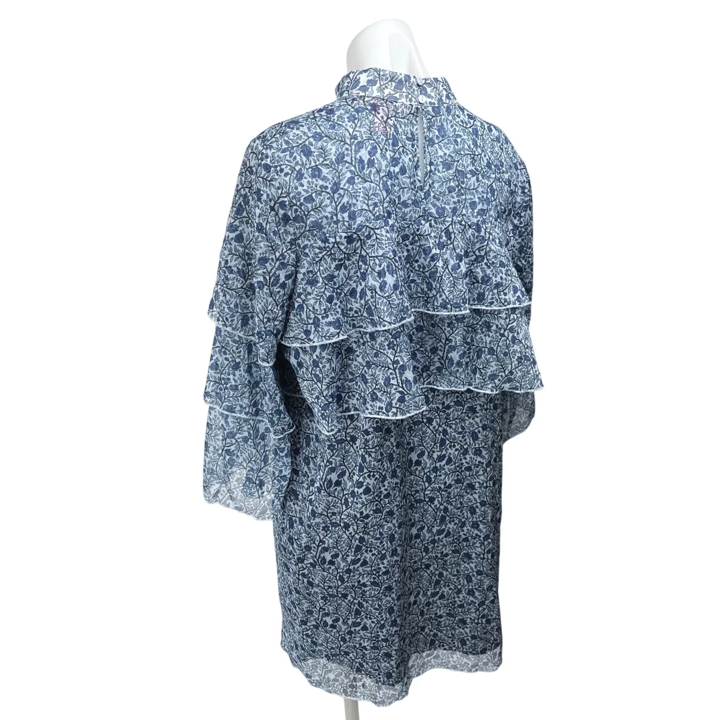 Catherine Malandrino Blue Floral Tiered Mock Neck Mini Shift Dress Size 10 - Image 2