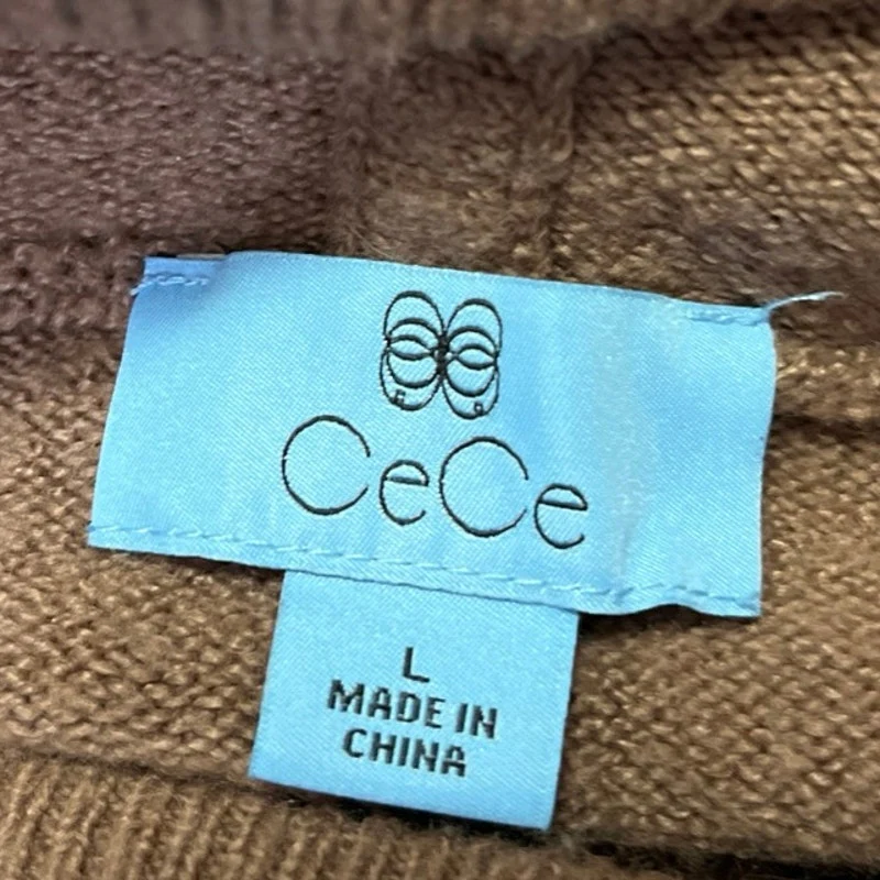 Cece Men's Brown Knit Long Sleeve Drawstring Hooded Hoodie Sweatshirt Top Size L - Image 3