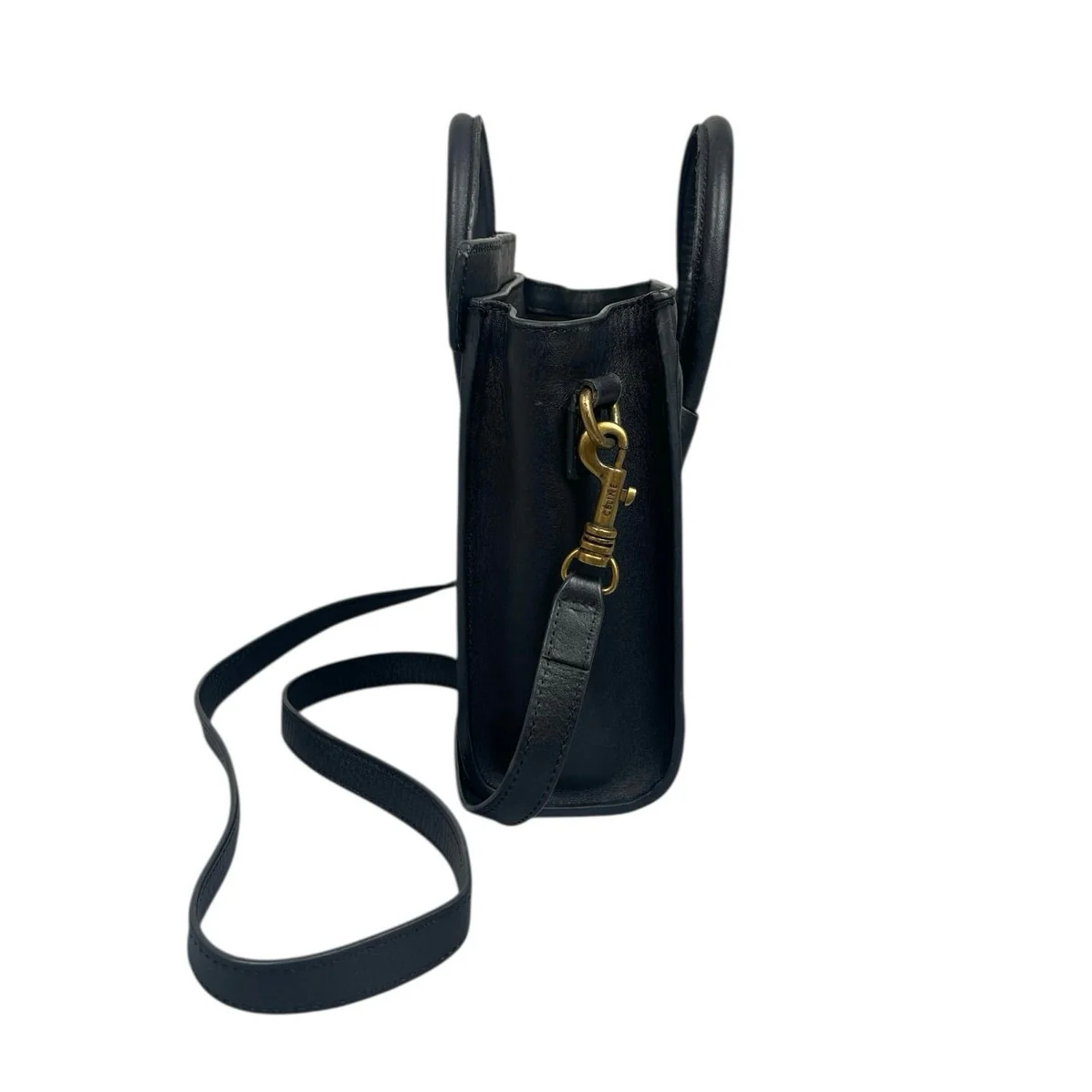 Celine Nano Luggage Black Leather Wing-Side Mini Handheld Crossbody Handbag - Image 3