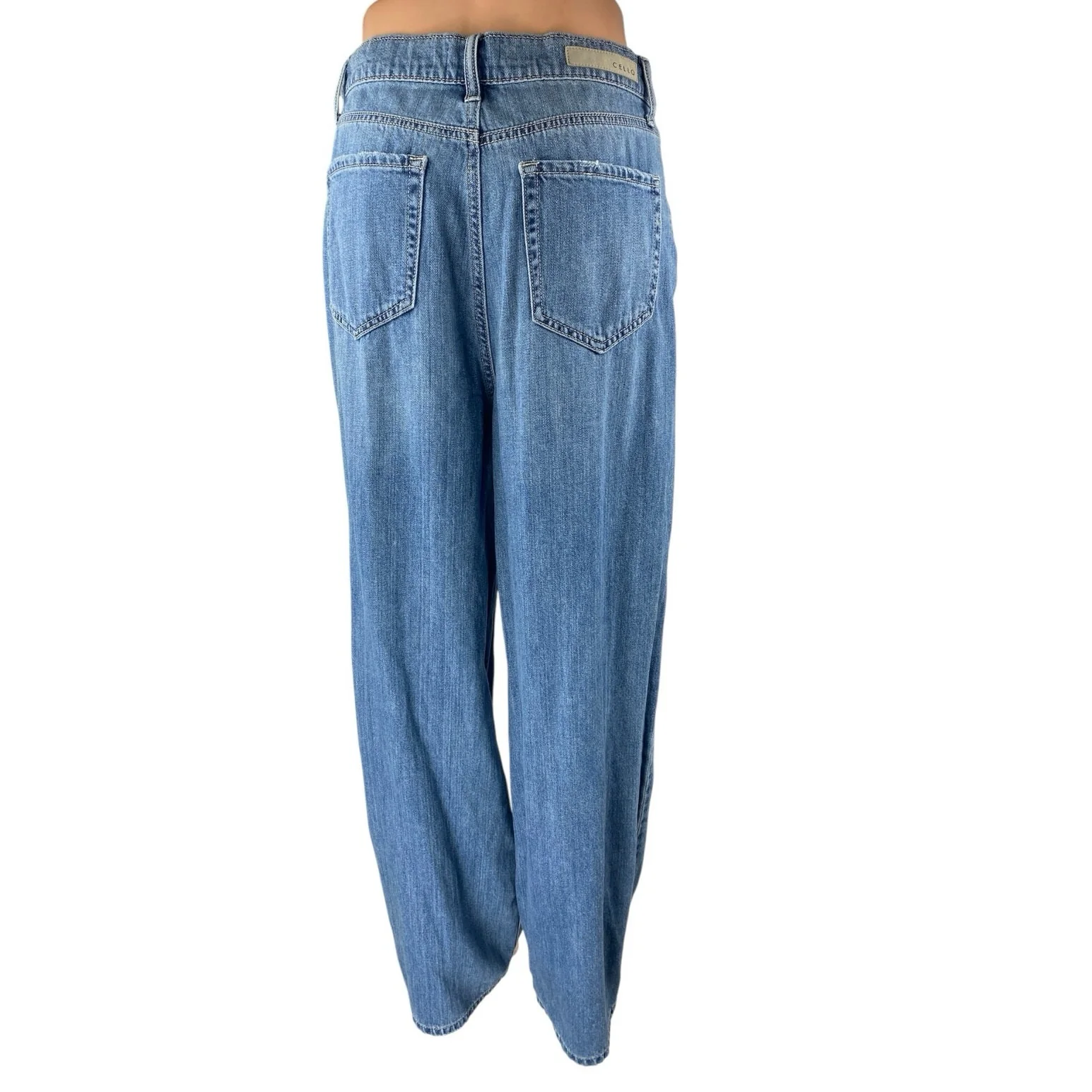 Cello Women's Blue Distressed High Rise Relaxed Fit Straight Denim Jeans Size 5 - Image 3