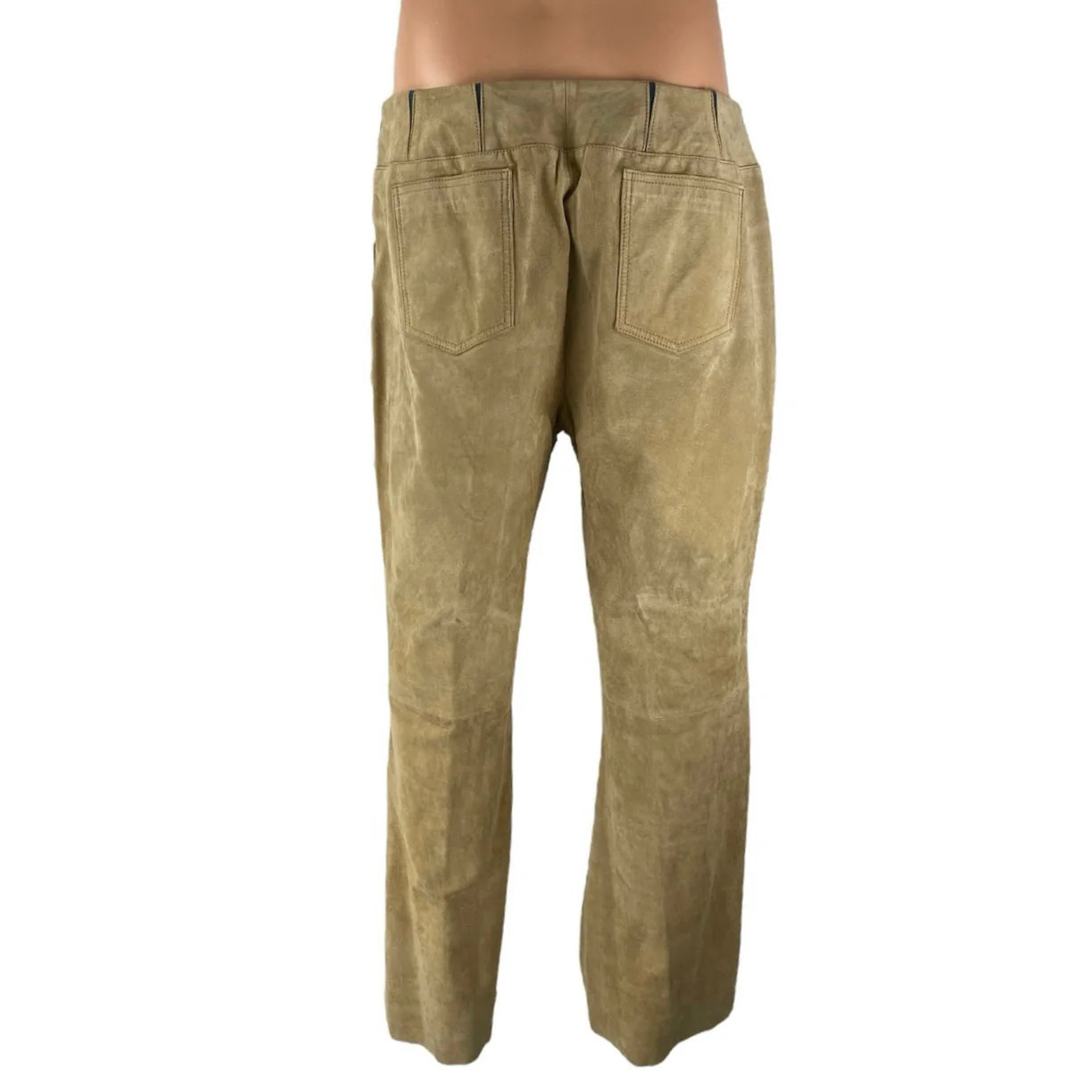 Cervelle Women's Brown Tan Faux Suede High Rise Straight Trousers Pants Size 14 - Image 3