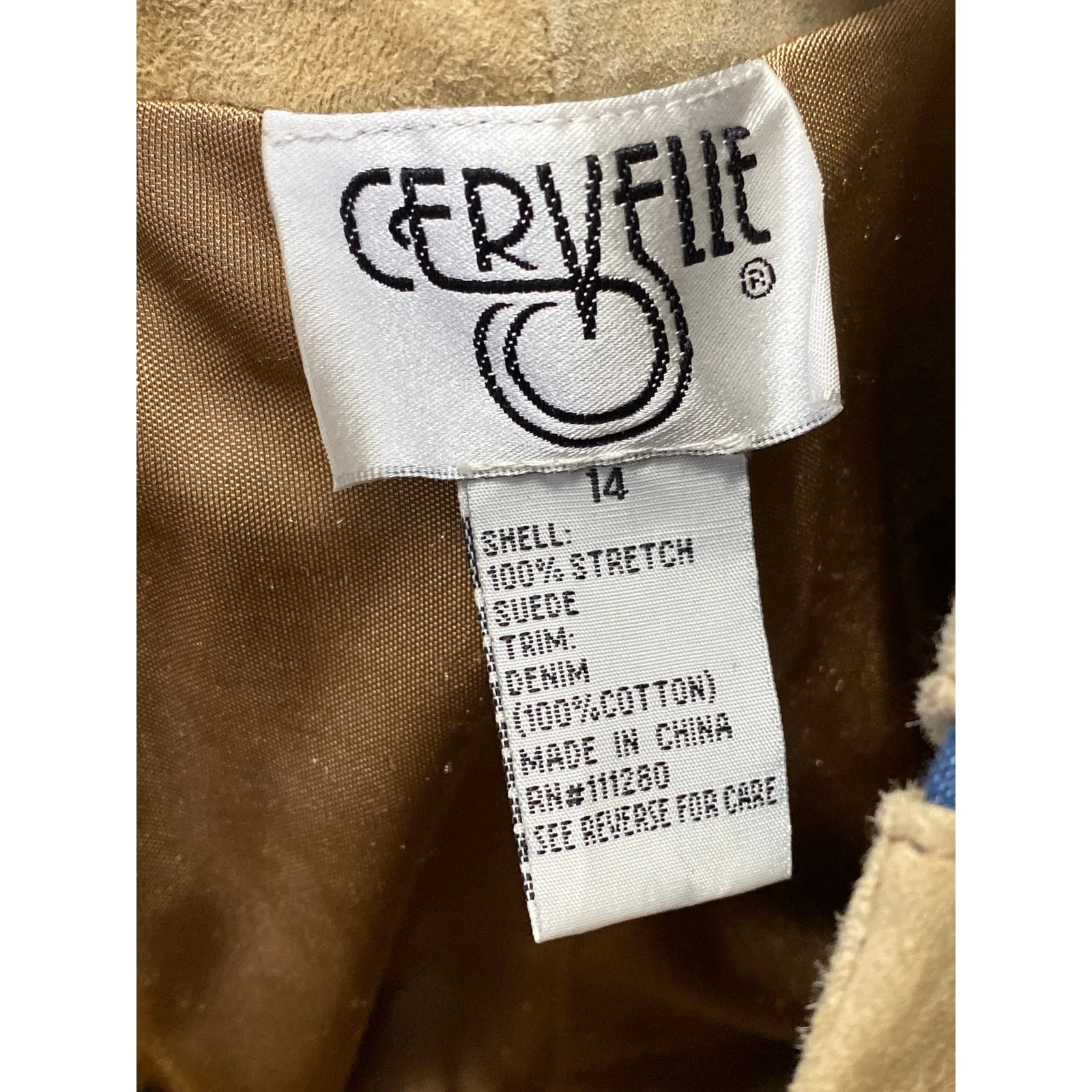 Cervelle Women's Brown Tan Faux Suede High Rise Straight Trousers Pants Size 14 - Image 4