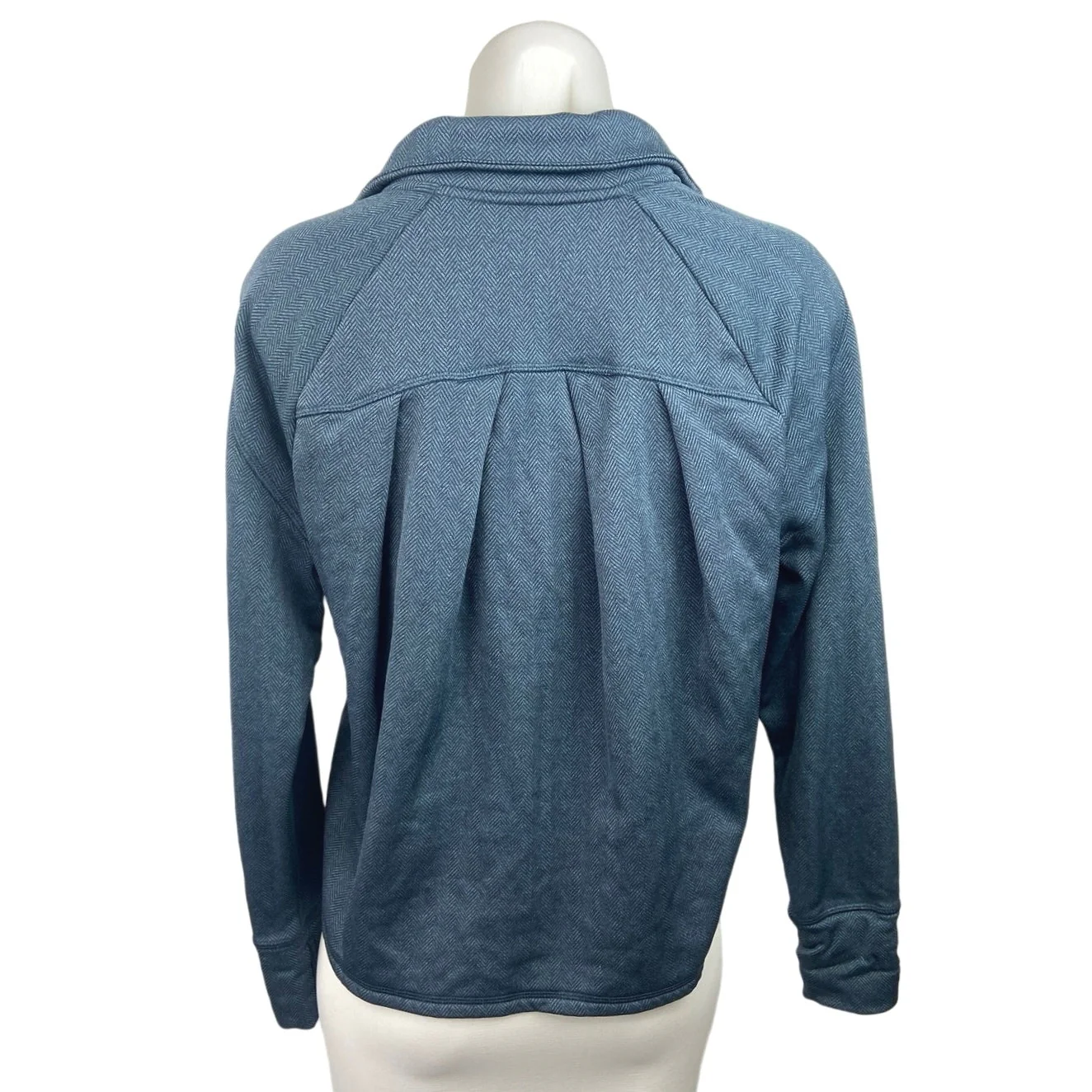 Champion Blue Herringbone Fleece Full Zip Pleated Back Training Track Jacket M - Image 3