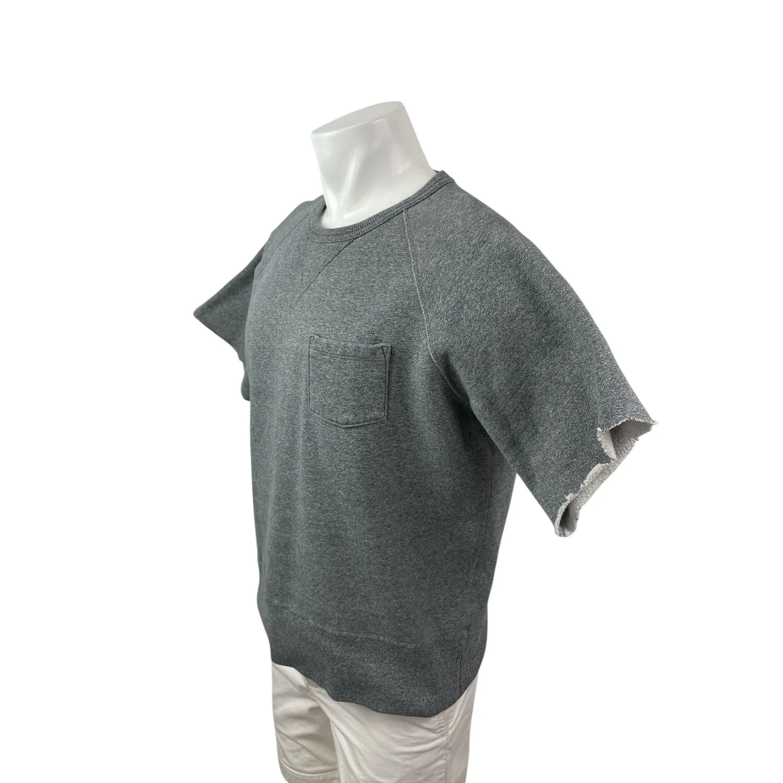 Champion Men's Gray Fleece Lined Pocket Shirt Sleeve Crew T Shirt Tee Top Size L - Image 3