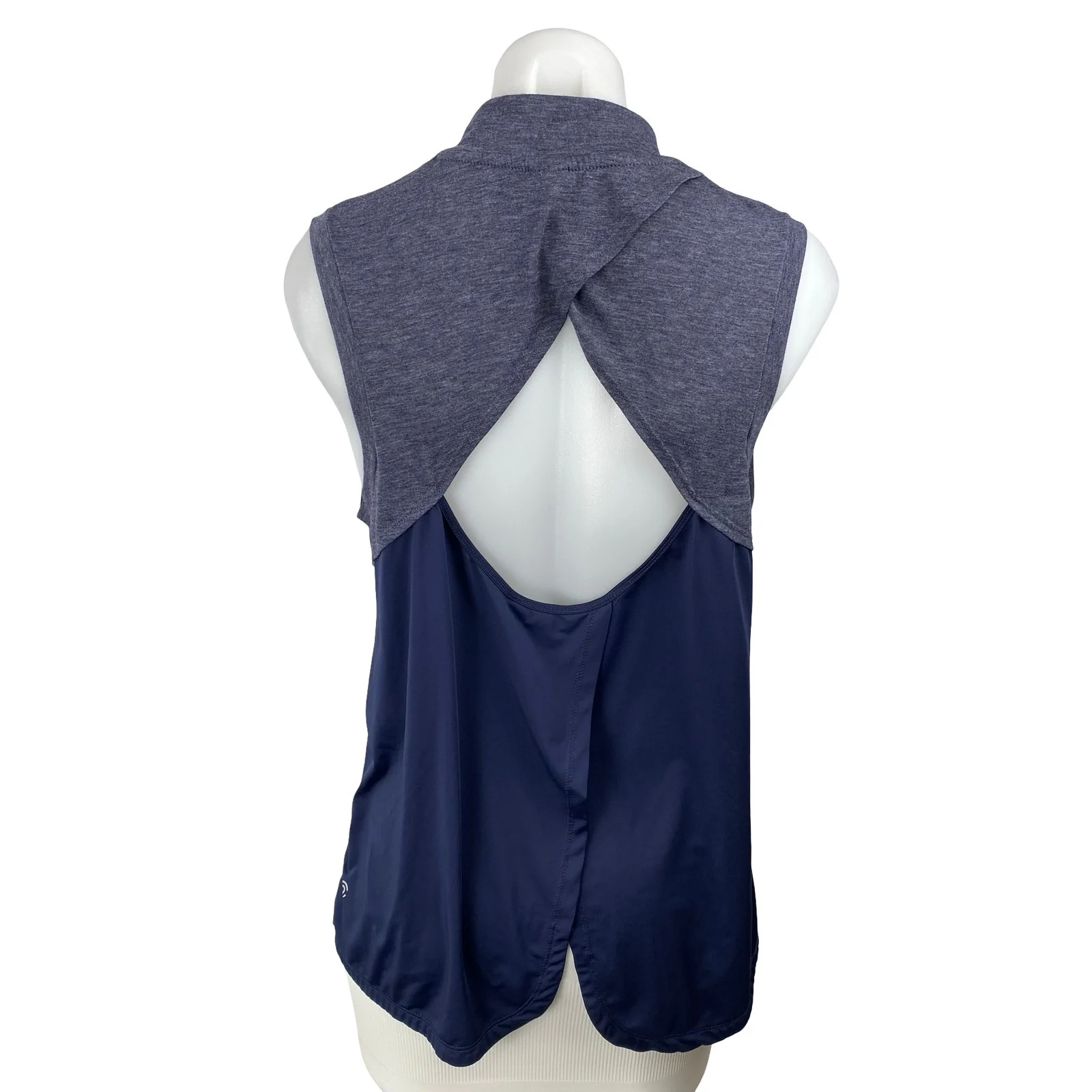 Champion Women's Navy Blue Mock Neck Sleeveless Open Back Athletic Tank Top L - Image 4
