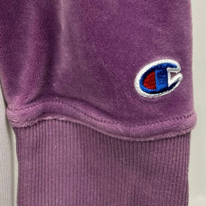 Champion Women's Purple Velour Velvet Hoodie Track Sweatshirt Sweater Top Sz XS - Image 5