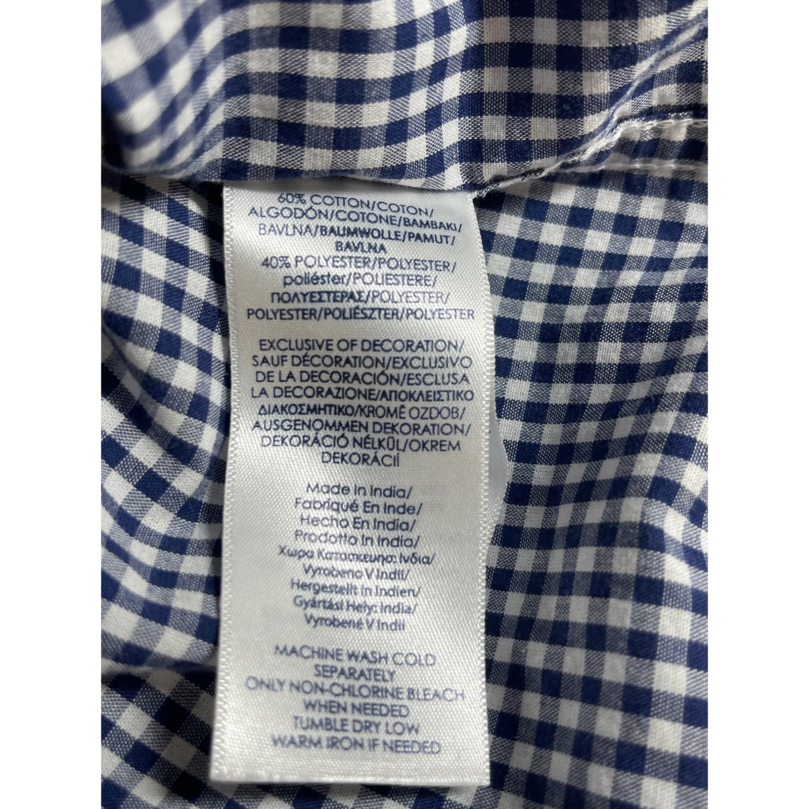 Chaps Men's Blue Gingham Checkered Long Sleeve Button Down Shirt Top Size L - Image 6