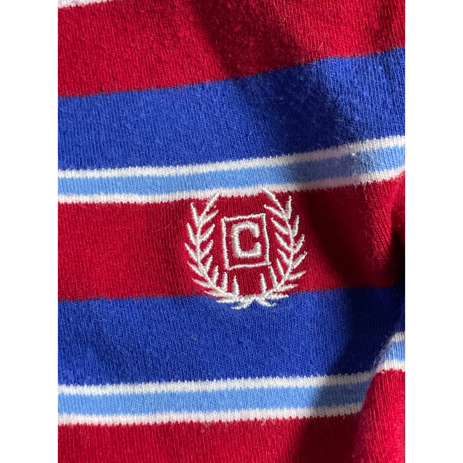 Chaps Men's Red Blue Striped Logo Short Sleeve Golf Casual Polo Shirt Top Size L - Image 6