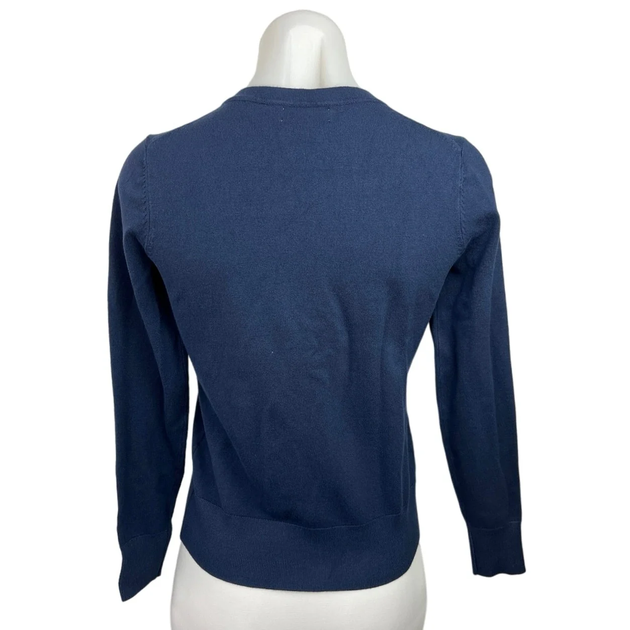 Charter Club Women's Blue Long Sleeve Crew Neck Button Up T-shirt Tee Top Sz M - Image 2