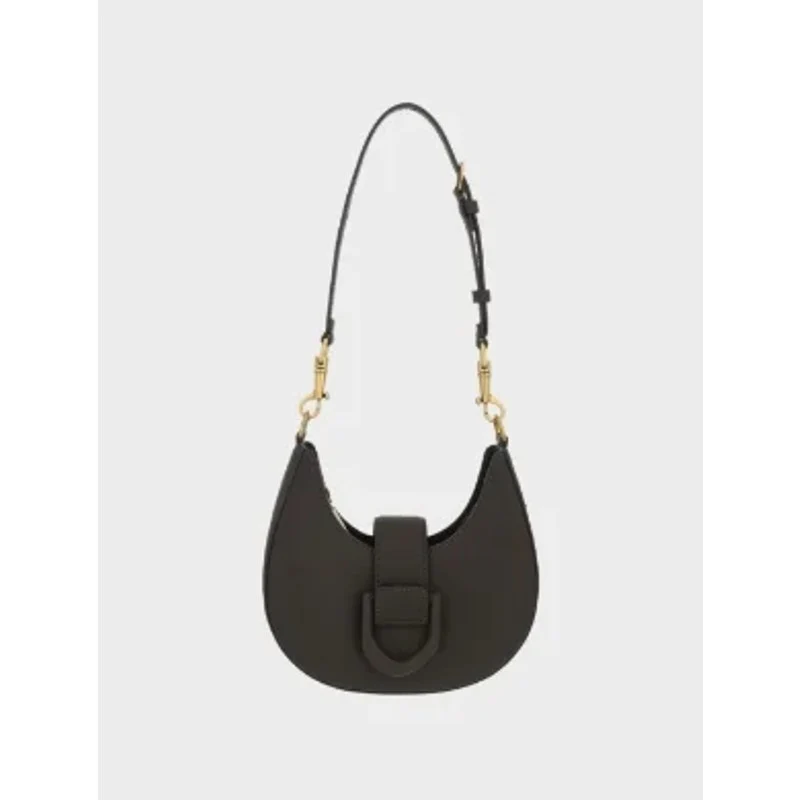 Charles & Keith Itzy Gabine Black Leather Korean KPOP Belted Hobo Handbag OS - Image 3