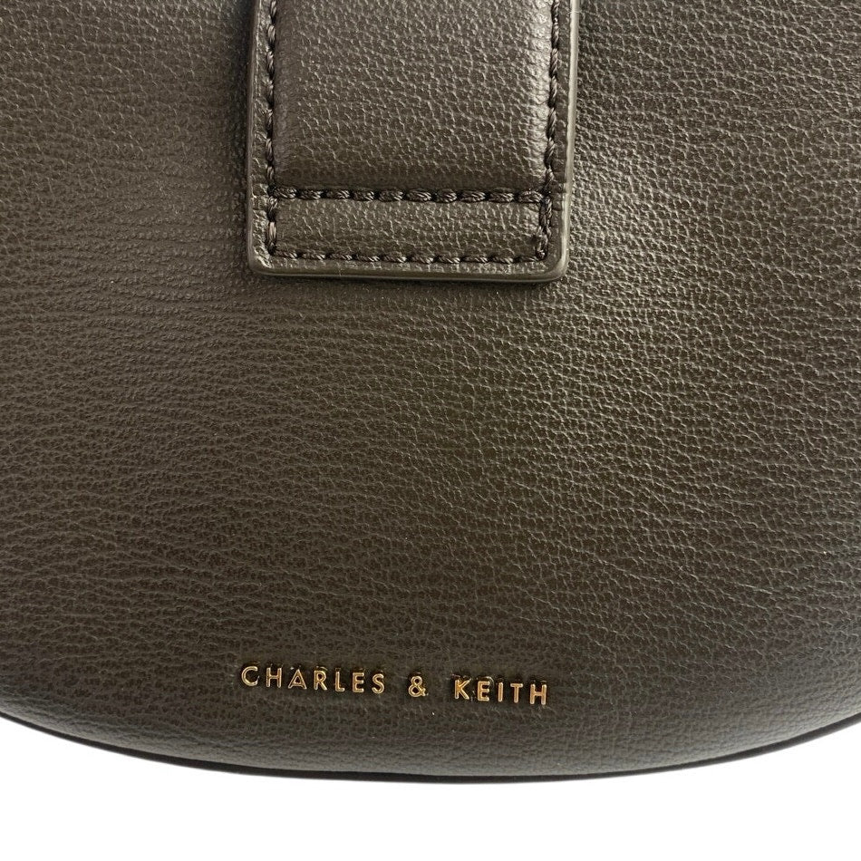 Charles & Keith Itzy Gabine Black Leather Korean KPOP Belted Hobo Handbag OS - Image 5